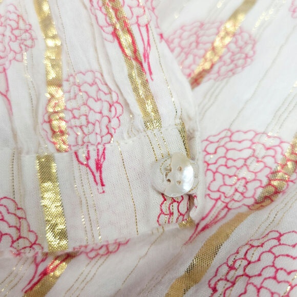 Almirah Girls Party Dress Gold Foil Pink Floral Long Sleeve Lined Ivory Boho 8Y - Picture 4 of 9